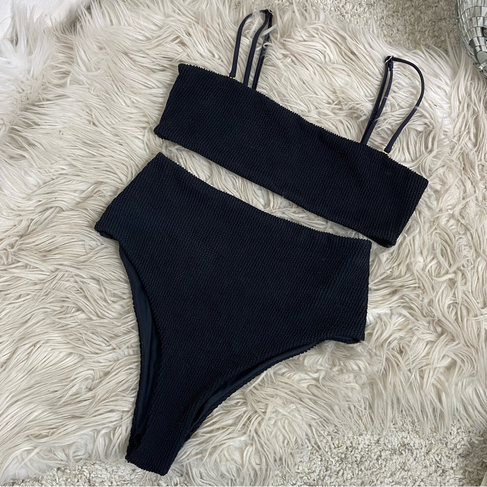 Nirvanic Bikini Set June Top and Nahla Bottom in Black Crinkle - Picture 2 of 8